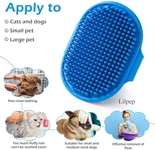 Dog Grooming Brush, Lilpep Pet Shampoo Bath Brush Soothing Massage Rubber Comb with Adjustable Ring Handle for Long Short Haired Dogs and Cats (Blue+Green, pack of 4) - Image 7