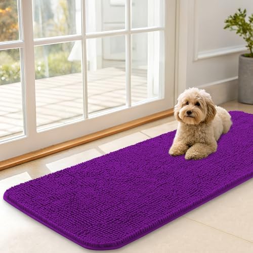 OLANLY Dog Door Mat for Muddy Paws 47x17, Super Absorbent Chenille Mud Mat by OLANLY