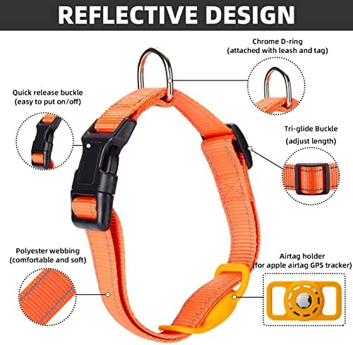 Reflective Dog Collar, Compatible with AirTag, Nylon Pet Cat Puppy Collar for Small, Medium, Large, and Extra Large Dogs - Image 7