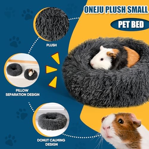 Plush Guinea Pig Bed - Plush Guinea Pig Hideout, Removable Cushioned Pillow, Super Cozy, Ideal Burrowing Bed for Small Pets, Dark Gray - Image 4