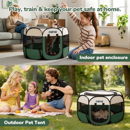 Dog Cat Small Animal Puppy Playpen Crate, Small, Dark Green - Image 5