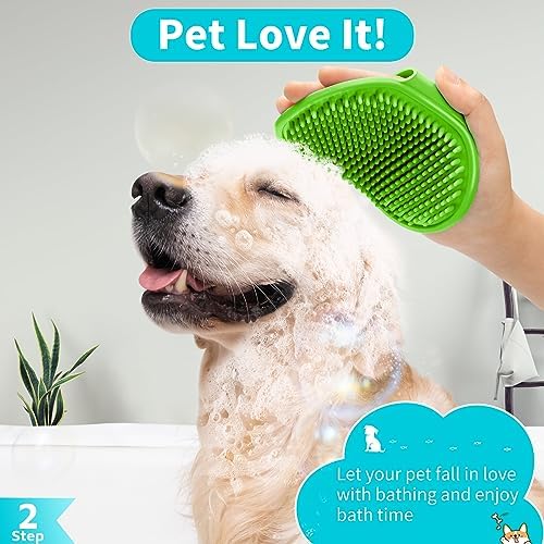 Comotech 6PCS Dog Bath Brush & Dog Toothbrush | Adjustable Handle Shampoo Brush & Scrubber for Short & Long Haired Dogs & Cats | Effectively Solve Odor & Stain Removal Problems (Blue Green Gray) - Image 3