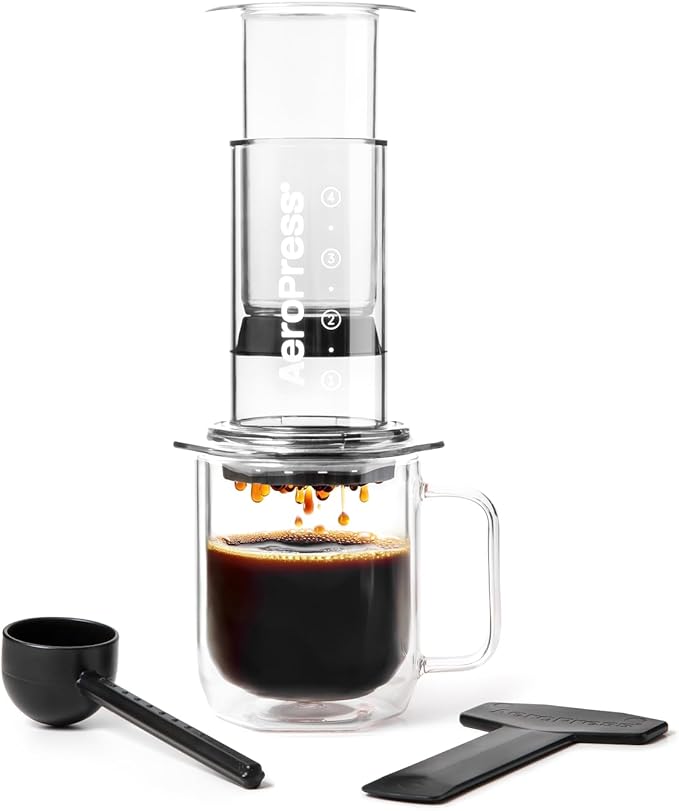 AeroPress Clear Coffee Press, French Press, Pour-Over & Espresso Style | All-in-One Manual Coffee Maker, 2-Minute Brew, Less Bitterness, More Flavor, Portable, Travel & Camping by AeroPress