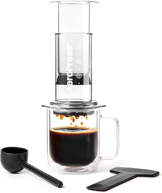 AeroPress Clear Coffee Press, French Press, Pour-Over & Espresso Style | All-in-One Manual Coffee Maker, 2-Minute Brew, Less Bitterness, More Flavor, Portable, Travel & Camping by AeroPress