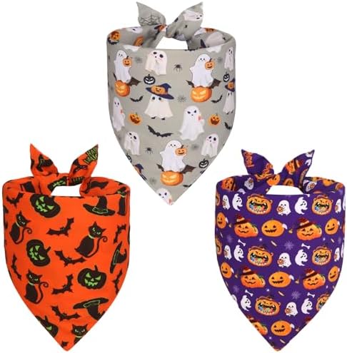 Halloween Dog Bandanas Small 3PCS, 6 Pattern Fall Scarf for Boy Girl by Unknown