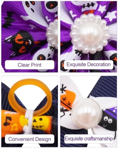 PET SHOW 100 Pack Halloween Small Dog Hair Bows Bulk with Rubber Bands - Image 3