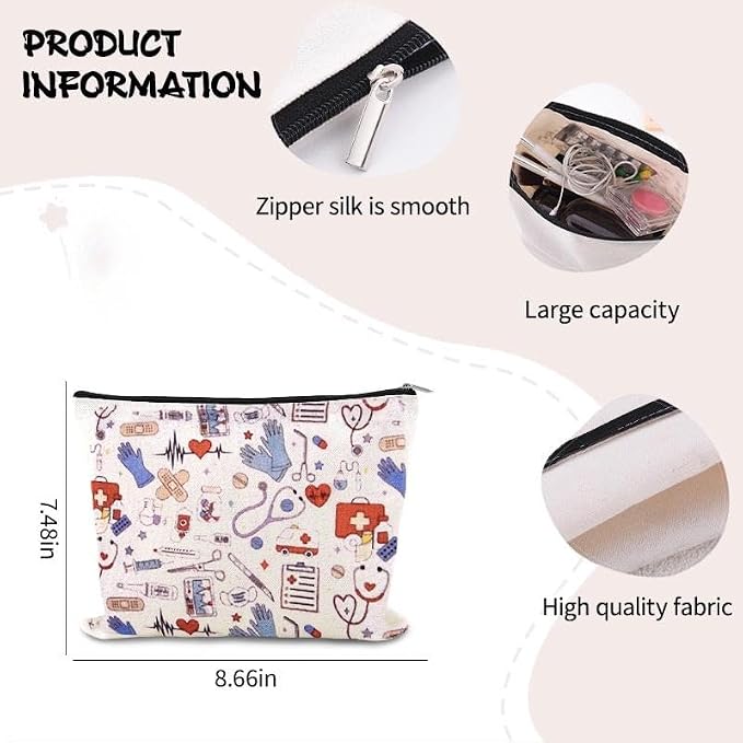 Family Medicine Travel Bag Small Pharmacy Organizer Medicine Bag Band Aid Ouchie Pouch Nurse Gifts for Nursing Student Pharmacist Dentist Doctor Gifts for Women Emergency Pouch Essential Storage Pouch - Image 4