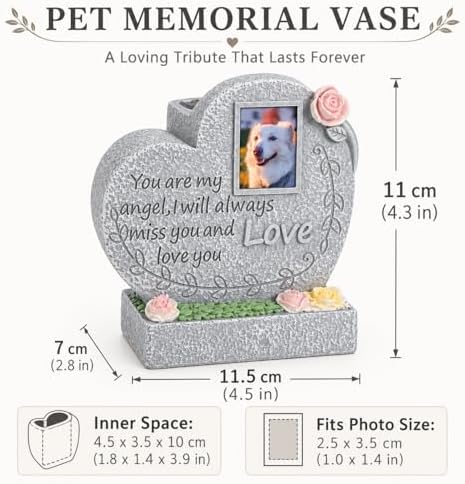 Pet Memorial Stone for Loss of Dog or Cat-Resin Dog Memorial Gifts with Flower Language Design-Heartfelt Pet Loss Sympathy Gift-Dog Passing Away Remembrance Keepsake - Image 2