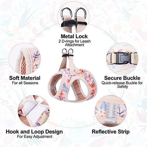 BEAUTYZOO Small Dog Harness and Leash Set,No Pull Puppy Pet Vest-Floral,2XS - Image 3