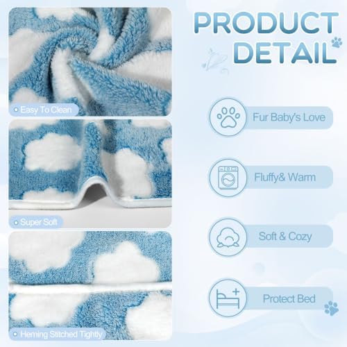 Tatuo 4 Pcs Fleece Dog Blankets for Puppy Cat, Sky Blue, 24 x 16 in, Cloud - Image 5