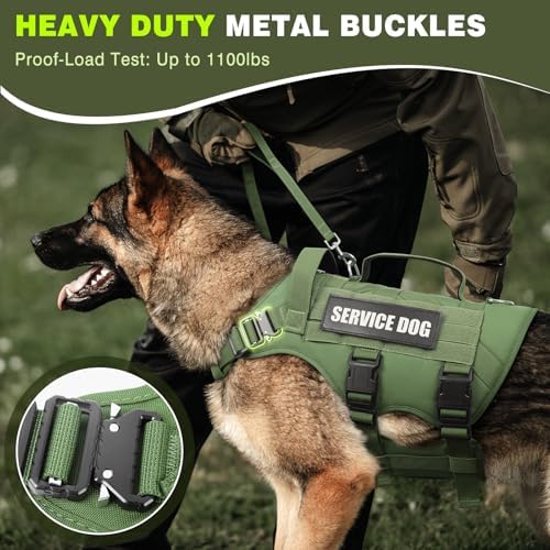 WINSEE Service Dog Vest Harness for Medium Dog, Tactical Working MOLLE Vest with 10 Pet Patches, No Pull Heavy Duty Harness for Training Walking - Image 2