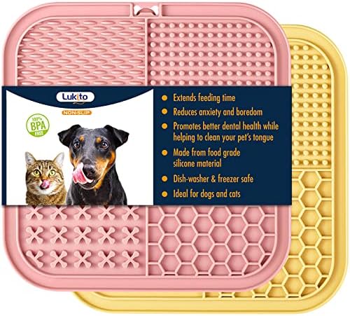 LUKITO Lick Mat for Dogs & Cats 2 Pack with Suction Cups, Dog Lick Mat for Anxiety Relief, Dog Toys to Keep Them Busy, Peanut Butter Lick Pads for Boredom Reducer, Perfect for Bathing Grooming by LUKITO