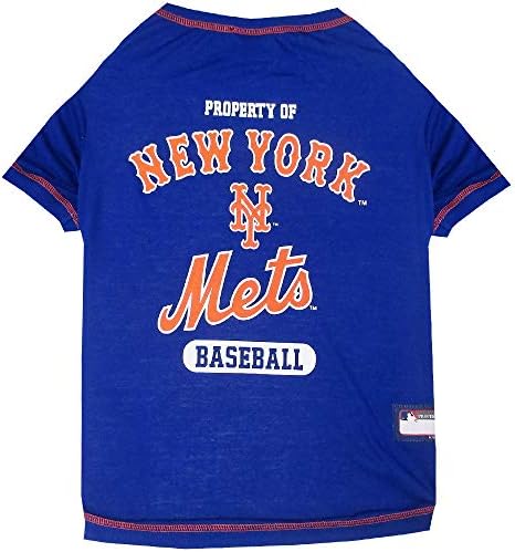 MLB New York Mets Dog T-Shirt, X-Small. - Licensed Shirt for Pets Team Colored with Team Logos. - Premium Stretchable Materials for The Comfort of Your Dog & cat. by PETSFIRST