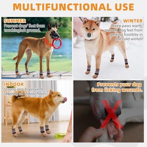 KOOLTAIL Dog Socks to Prevent Licking Paws for Hardwood Floors Anti Slip,Warm Winter Pet Boots&Paw Protector with Grippers,Double Sides Puppy Shoes Booties for Small Medium Large Senior Dogs L - Image 5