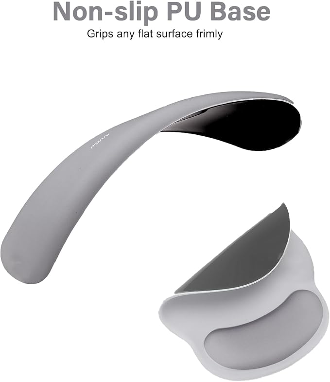 MOSISO Wrist Rest Support for Mouse Pad&Keyboard Set, Gray | Circle Curved Ergonomic Mousepad Non-Slip Base Home/Office Pain Relief&Easy Typing Pad with Soft Cloth&Silicone Lining - Image 5