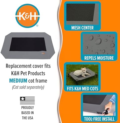 K&H PET PRODUCTS Original Pet Cot Replacement Cover (Cot Sold Separately) - Gray/Black Mesh, Medium 25 X 32 Inches - Image 4