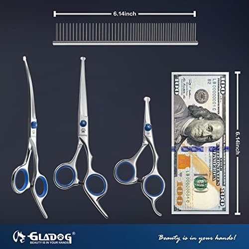 Dog Grooming Scissors Kit with Safety Round Tips, GLADOG Professional 6 in 1 Grooming Scissors for Dogs, Sharp and Heavy-duty Dog Grooming Shears for Dogs Cats Pets - Image 5