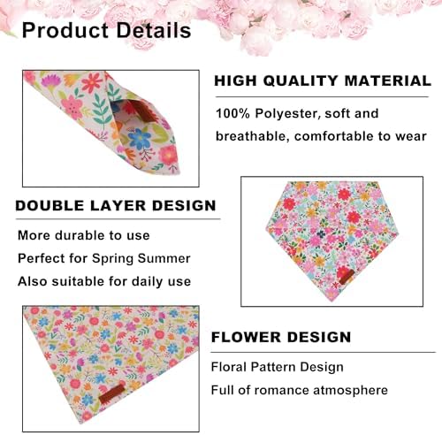 ADOGGYGO Floral Dog Bandanas Girl, Cute Spring Flower Bandana, X-Large - Image 5