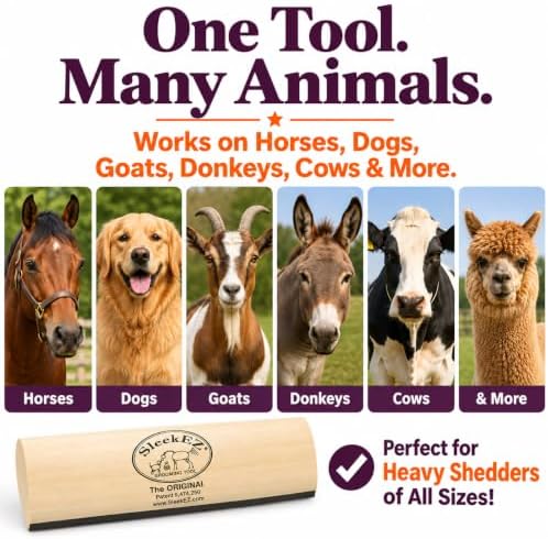 SleekEZ 10 Inch Horse Brush – Patented Horse Shedding Blade Made in USA - Removes Loose Hair & Undercoat - Deshedding Tool for Donkeys, Cows & Large Animals - Helps Reduce Seasonal Shedding - Image 5