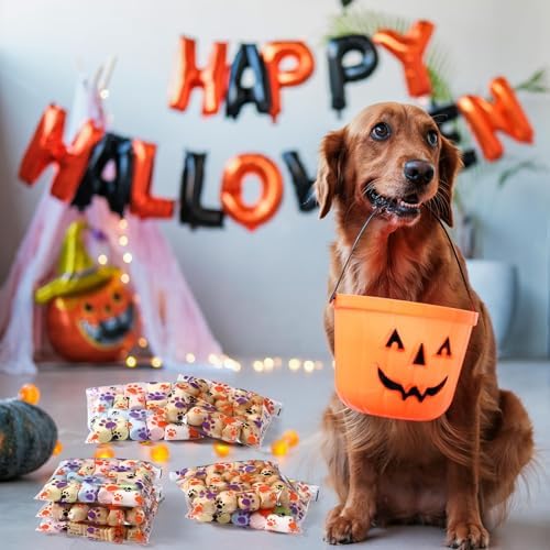 Pasimy 200 Pcs Paw Dog Treat Bags Clear Cellophane, Halloween Color - Image 5