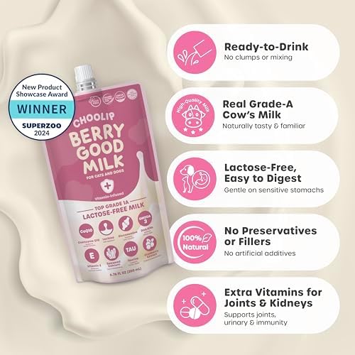 Choolip Berry Good Milk for Cats & Dogs – Lactose-Free Pet Milk Pouches – Vet-Formulated Hydrating Drink with Cranberry, CoQ10, Glucosamine & Omega-3 (200mL x 10 Pouches) - Image 2