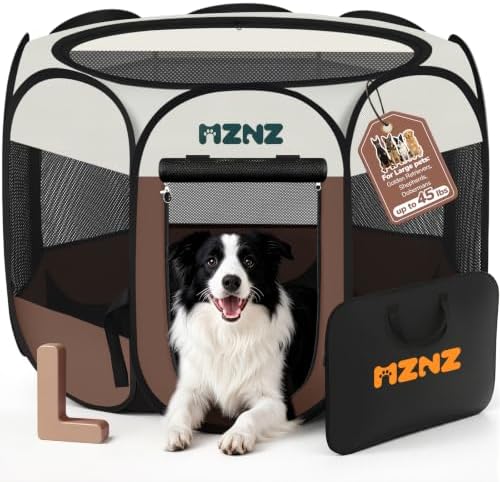 Dog Cat Small Animal Puppy Playpen Crate, Large, Brown by MZNZ