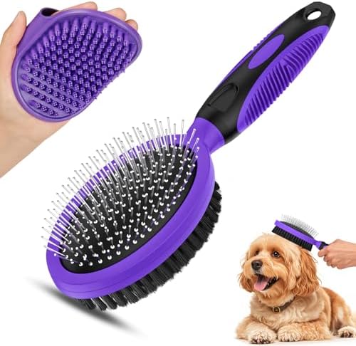 2PCS Pet Grooming Tools - Double-Sided Brush for Shedding and Bathing, Suitable for Short/Long Haired Dogs Cats and Horses, Deshedding Dog Brush, Mane & Tail Combs for Horses - Pet Supplies (Purple) by Unknown