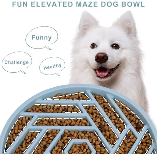 TOBYTO Slow Feeder Dog Bowls Large Medium Breed,Anti-Choking Slow Eating Dog Food Bowl,Non Slip Pet Slower Food Feeding Bowls Large Puzzle Slow Feeder Bloat Stop Maze Dog Dishes,Mist Blue - Image 3