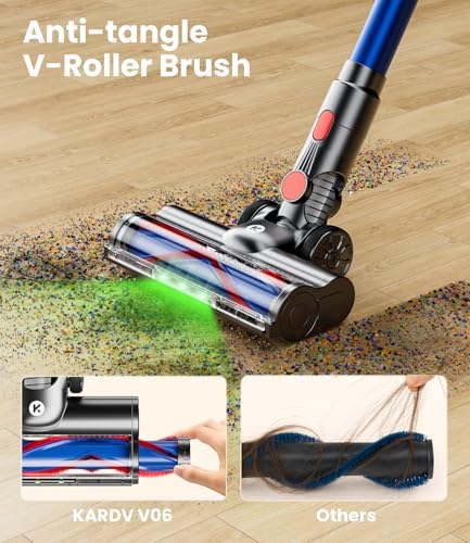 KARDV Cordless Vacuum Cleaner, 500W/40Kpa Vacuum Cleaners for Home, 60Mins Stick Vacuum with LED Display, Anti-Tangle Wireless Vacuum, 8 in 1 Lightweight Vacuum for Hard Floors Carpet Pet Hair - Image 5