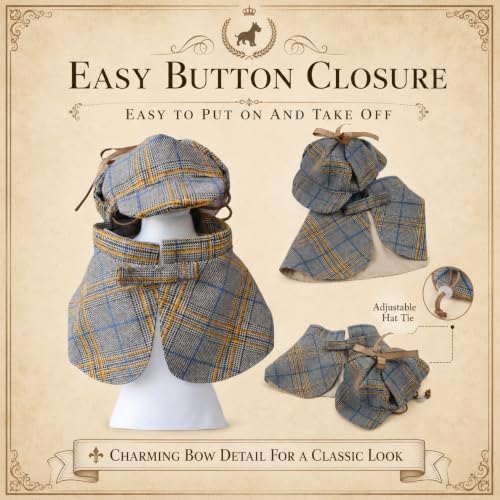 MANON ROSA Halloween Detective Dog Costume with Cape & Hat, Small 8lb - Image 4