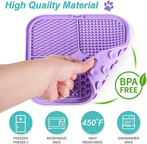 LUKITO 3PCS Licking Mat for Dogs & Cats with Suction Cups, Dog Peanut Butter Lick Pads for Anxiety Relief & Boredom Reducer, Slow Feeder Dog Bowls, Perfect for Bathing, Grooming and Training - Image 4