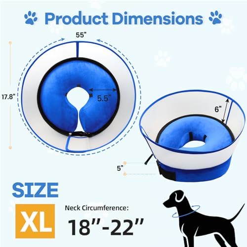 Inflatable Dog Cone Collar,Soft Elizabethan Anti-Lick Pet Recovery Collar - Image 3