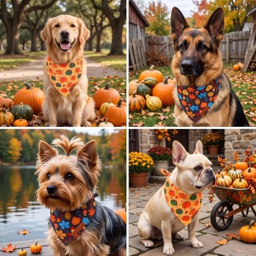 ADOGGYGO Fall Thanksgiving Dog Bandana Girl Boy, Pumpkin Bow Dog Scarf, S - Image 2