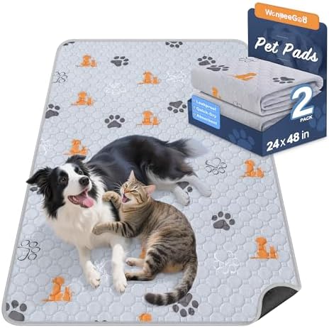WanpeeGoo Washable Pee Pads for Dogs, Waterproof, 24 x 48 in, 2 Pack, Orng by WanpeeGoo