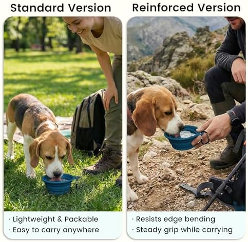 OHMO Small Collapsible Dog Bowls, Steel Rim, 12oz, 2pcs, Dark&Light Blue - Image 4