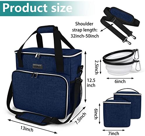 BAGLHER Dog Travel Bag, Pet Travel Bag (ALL Pet Travel Supplies), With 2 Pet Food Containers and 2 Collapsible Silicone Bowls; Essential Kits for Pet Travel Dark Blue - Image 3