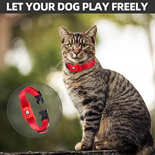 Dog Collar, Compatible with AirTag, Nylon Pet Kitten Puppy Collar for Small Dogs, Red,XS: 8''-12'' Neck - Image 3