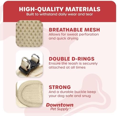 Downtown Pet Supply Step in Dog Harness No Pull, XX-Large, Khaki - Adjustable Harness with Padded Mesh Fabric and Reflective Trim - Buckle Strap Harness for Dogs - Image 4