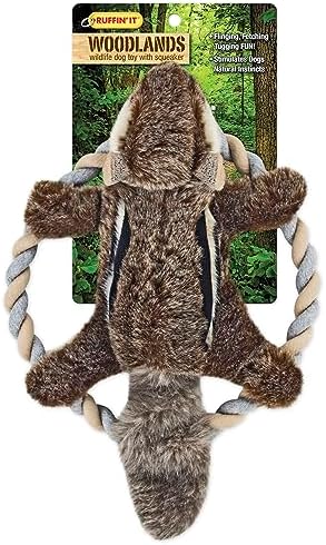 RUFFIN' IT Woodlands, Plush Chipmunk Dog Toy with Rope Chew Ring, 11.5 in by RuffinIt