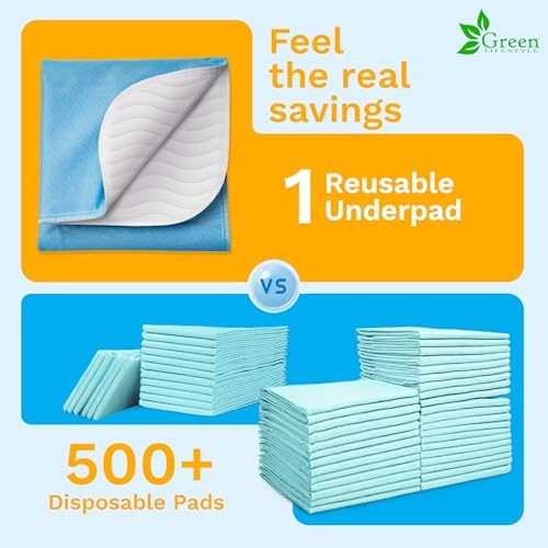 GREEN LIFESTYLE Washable Underpads - Large Pads for use as Incontinence Bed Pads, Reusable Pet Pads, Great for Dogs, Cats, Bunny, Seniors Bed Pad (Pack of 2 - 41x41) - Image 7