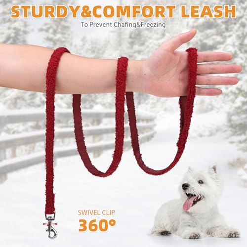 KOOLTAIL Christmas Plush Small Dog Harness and Leash Set, Warm Fleece No Pull Puppy Vest for Winter, Lightweight Reflective Step in Pet Harness for Medium Sized Dogs Boy Girl Outdoor Walking, Red M - Image 5