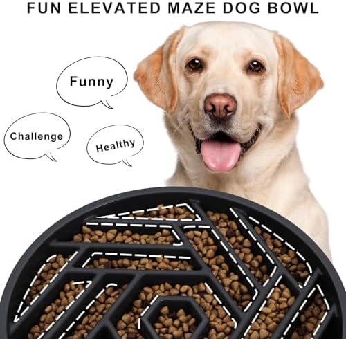 TOBYTO Slow Feeder Dog Bowls Large Medium Breed,Anti-Choking Slow Eating Dog Food Bowl,Non Slip Pet Slower Food Feeding Bowls Large Puzzle Slow Feeder Bloat Stop Maze Dog Dishes,Black - Image 3