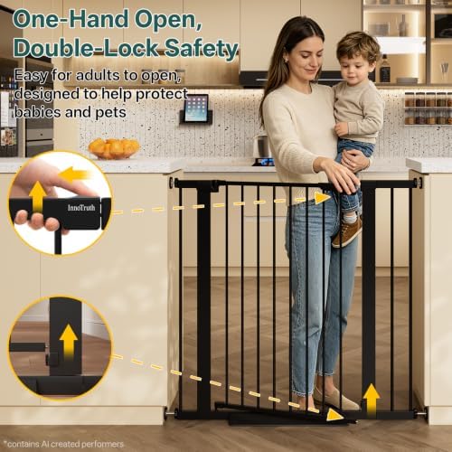 InnoTruth 29.6-39.1 in Wide x 35.5 in High Extra Tall Baby Gate, Black - Image 4