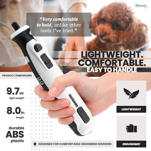 Diamondg Cordless Dog Nail Grinder - Quiet Sound with LED Light, White - Image 4