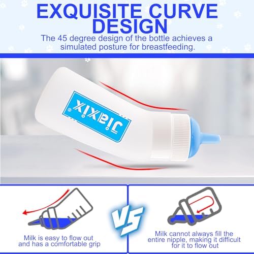 3 Pack Kitten Silicone Nursing Bottle,Silicone Feeding Nipple, Reusable Newborn Kitten Supplies, Suitable for Feeding, Puppy, Rabbit, Hamster (Blue, Large) - Image 6