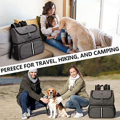 BAGLHER Pet Travel Bag, Double-Layer Pet Supplies Backpack (for All Pet Travel Supplies), Pet Travel Backpack with 2 Silicone Collapsible Bowls and 2 Food Baskets Grey - Image 7