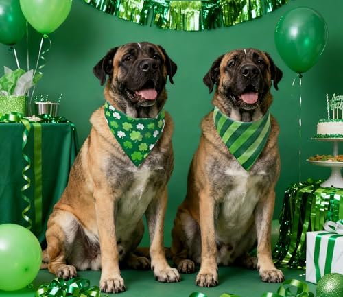Valentine's & St. Patrick's Day Dog Bandana Set 2PCS-XLarge,Holiday Party Costumes,Pet Scarves for Boys and Girls,Dog Outfit Gifts for XLarge Dogs,Diverse Festive Styles - Image 6
