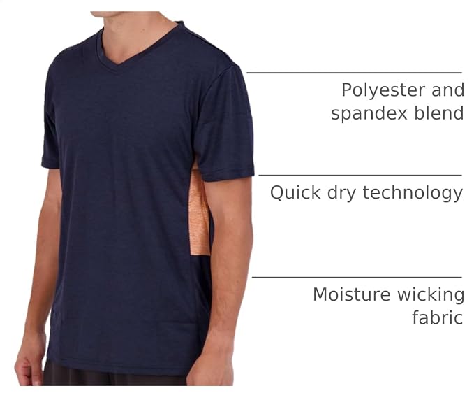 5 Pack Men's Dry Fit V Neck Gym Workout T Shirts Athletic Moisture Wicking | Cooling, Quick Dry, Breathable, Short Sleeve, Exercise, Cycling, Sports, Outdoor, Fitness, Golf, Crossfit, Hiking, Tennis - Image 4