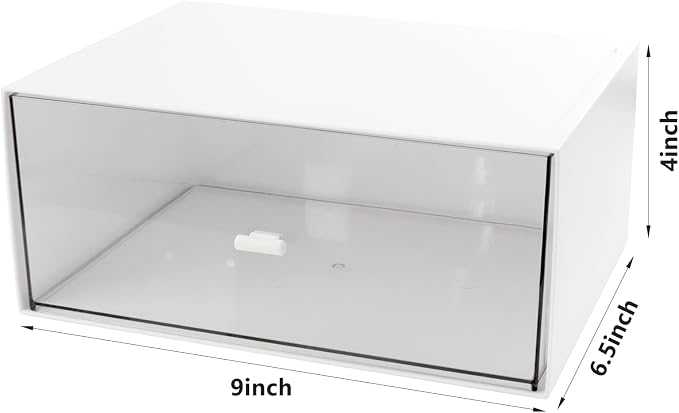 Desk Drawer Organizer, Stackable Storage Drawers, Plastic White Desk Organizers Great for Makeup Storage Bathroom Organization Accessories Etc - Large 1 Drawers (White) - Image 3