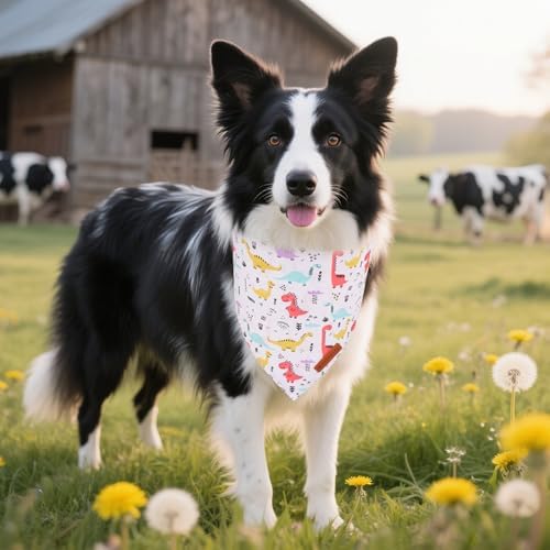 ADOGGYGO Dinosaur Dog Bandanas Boy, 2 Pack Cute Dino Puppy Bandana, Large - Image 2
